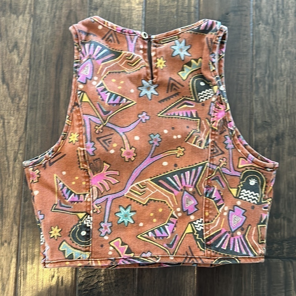 Billabong Designers Closet Women’s Aztec Sleeveless Crop Top Y2K Boho Size S - Picture 2 of 7